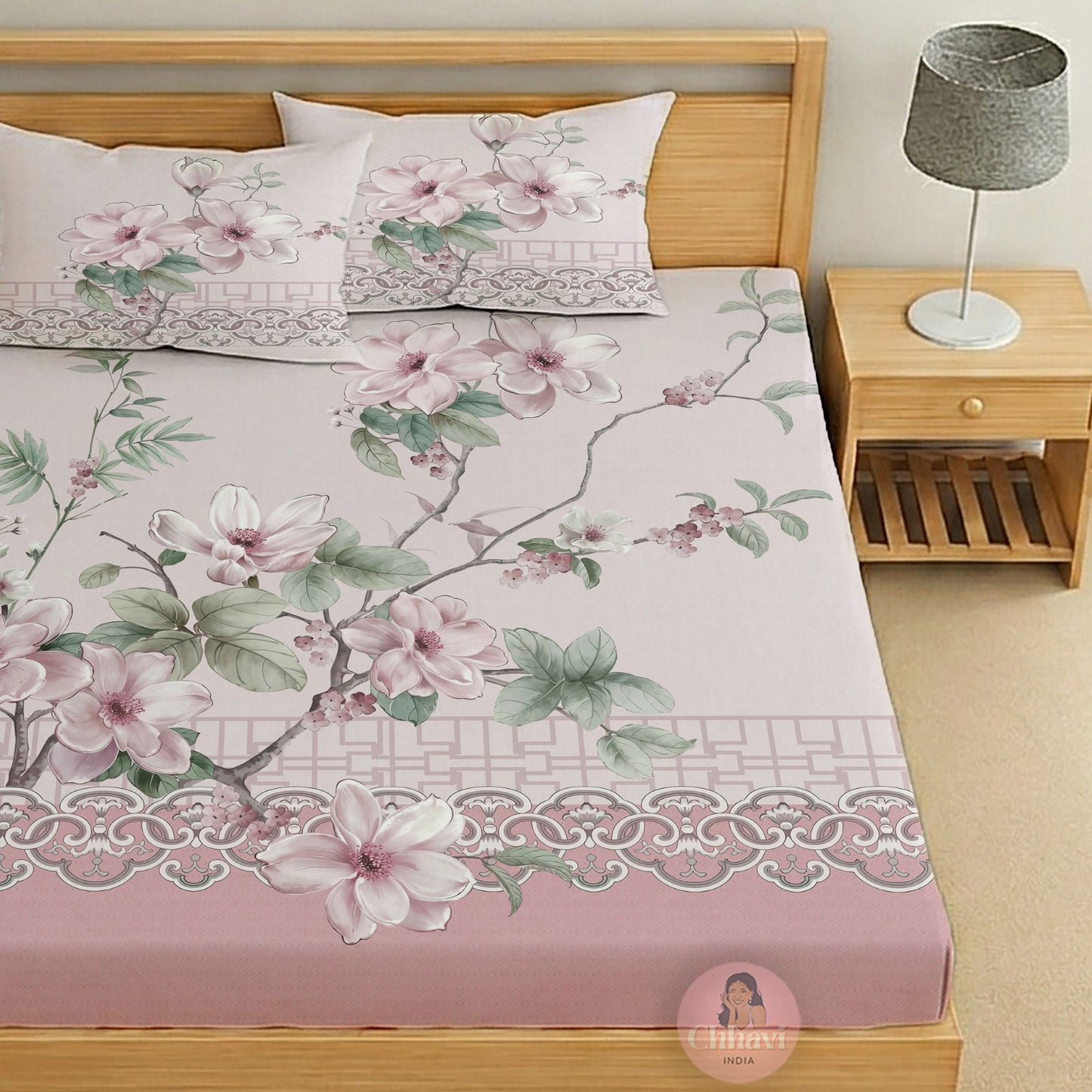CHHAVI INDIA 210 TC Microfiber Printed King Size Bedsheet With 2 Pillow Covers