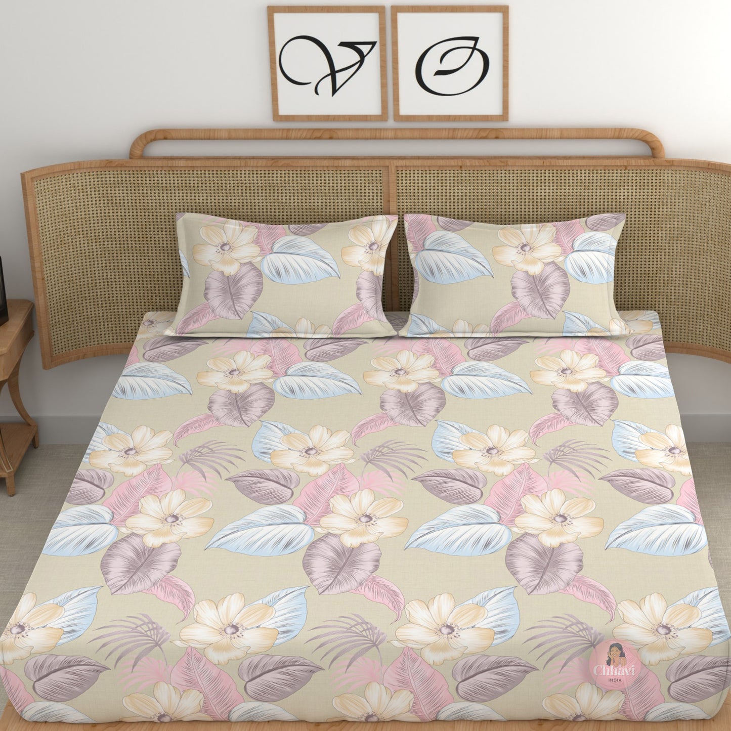 CHHAVI INDIA 210 TC Microfiber Printed Double Bedsheet With Pillow Covers