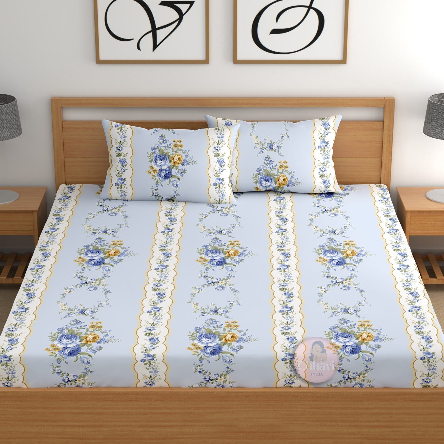 CHHAVI INDIA 210 TC Microfiber Printed Double Bedsheet With 2 Pillow Covers