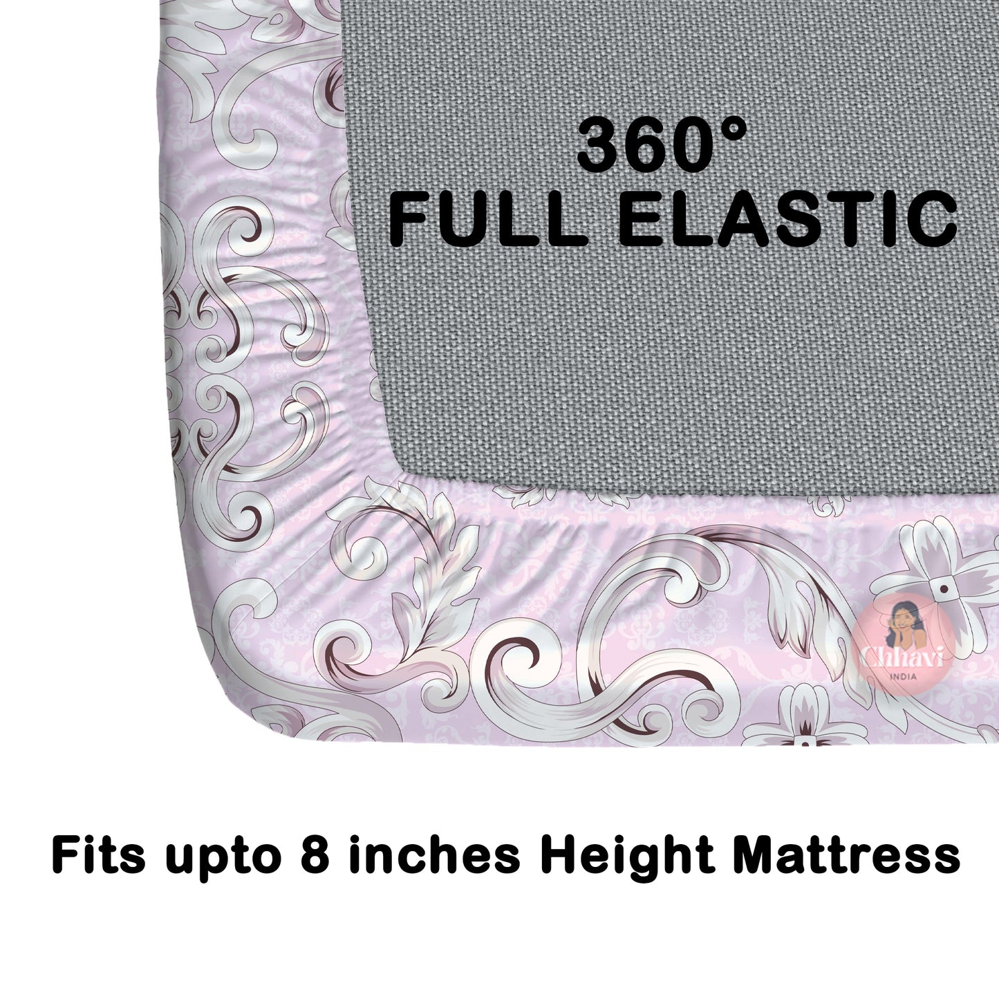 CHHAVI INDIA 210 TC Microfiber Waterproof Printed Fitted (Elastic) Bedsheet