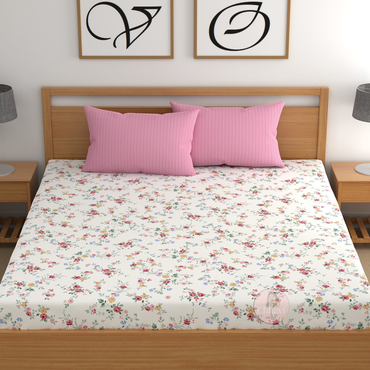 CHHAVI INDIA 210 TC Microfiber Printed King Size Bedsheet With Pillow Covers