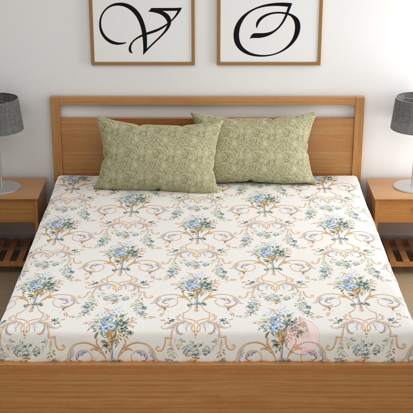 CHHAVI INDIA 210 TC Microfiber Printed King Size Bedsheet With Pillow Covers