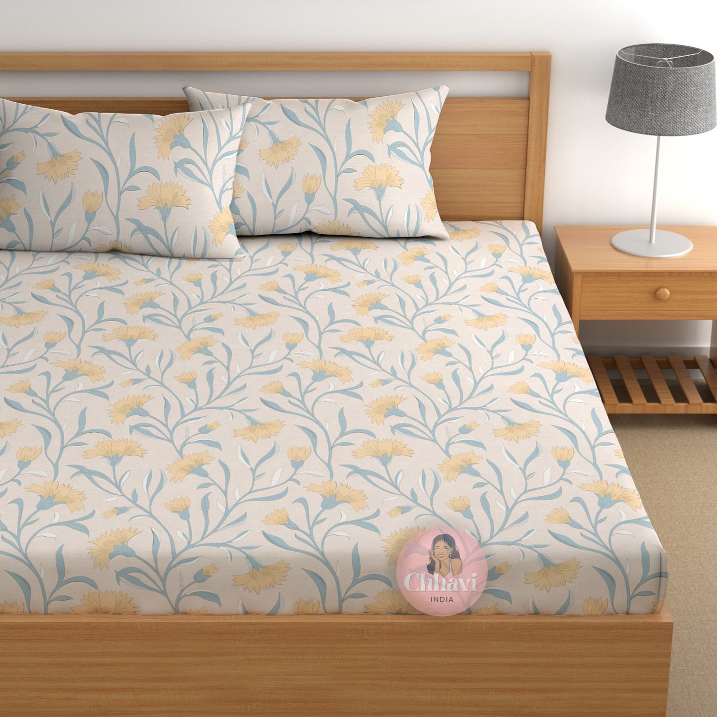 CHHAVI INDIA 210 TC Microfiber Printed Double Bedsheet With Pillow Covers