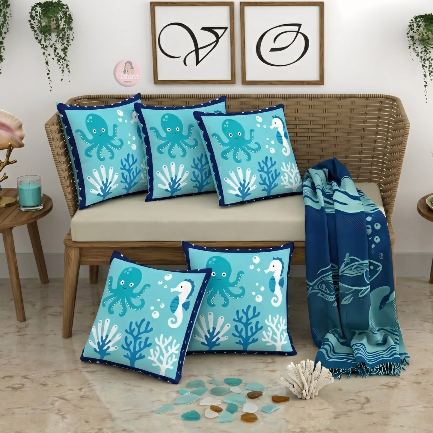 CHHAVI INDIA Microfiber Cushions Cover Pack of 5