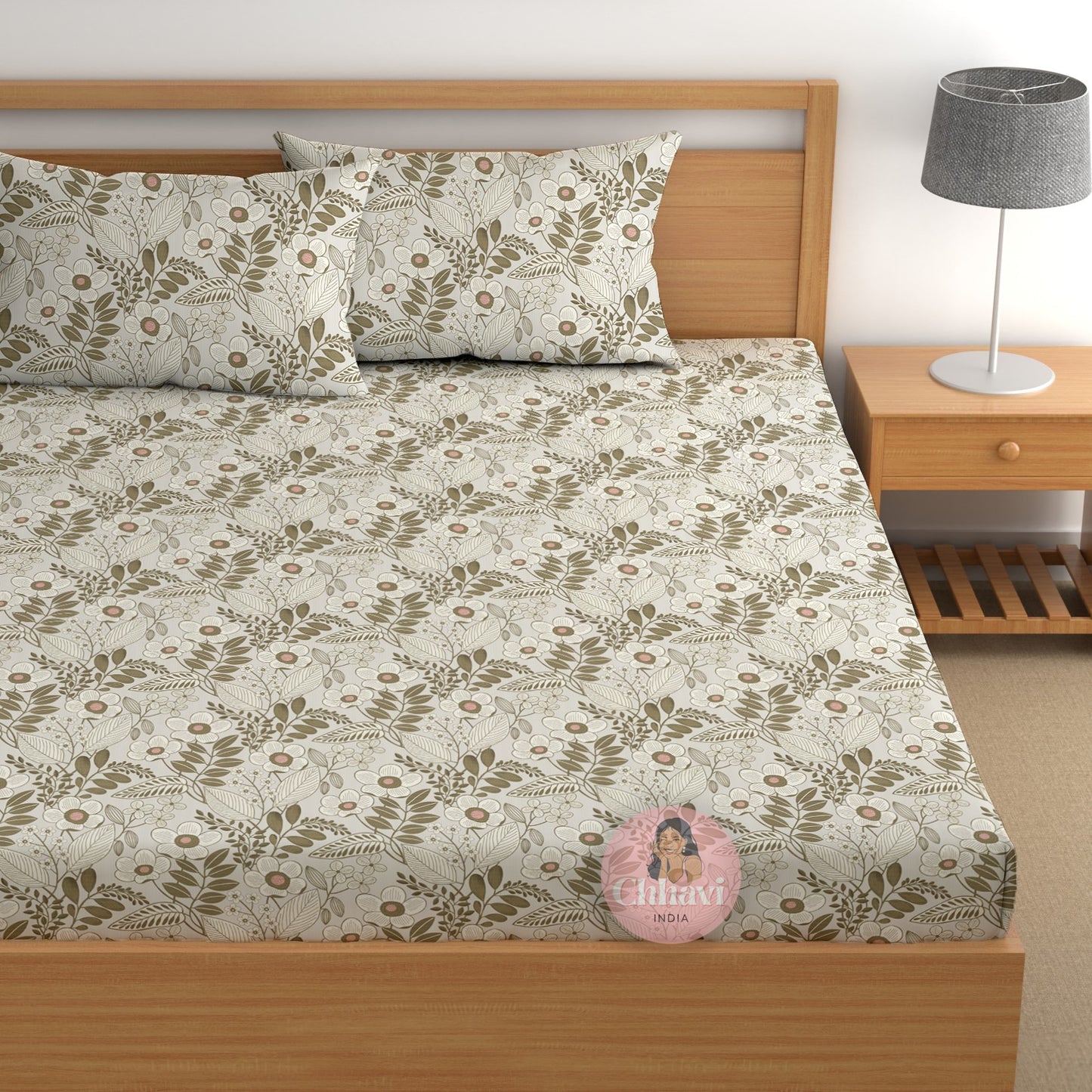 CHHAVI INDIA 210 TC Microfiber Printed Double Bedsheet With Pillow Covers