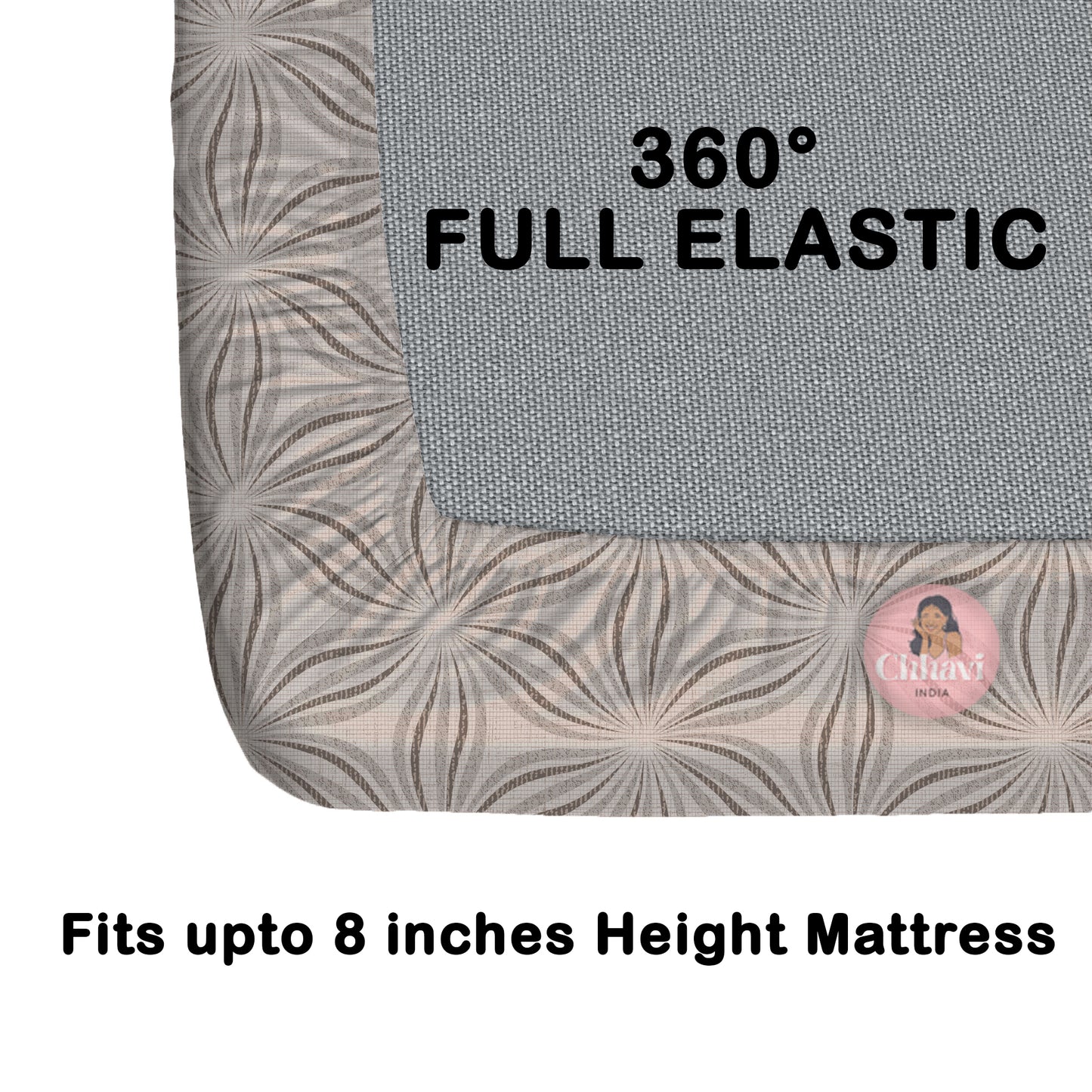 CHHAVI INDIA 210 TC Microfiber Waterproof Printed Fitted (Elastic) Bedsheet