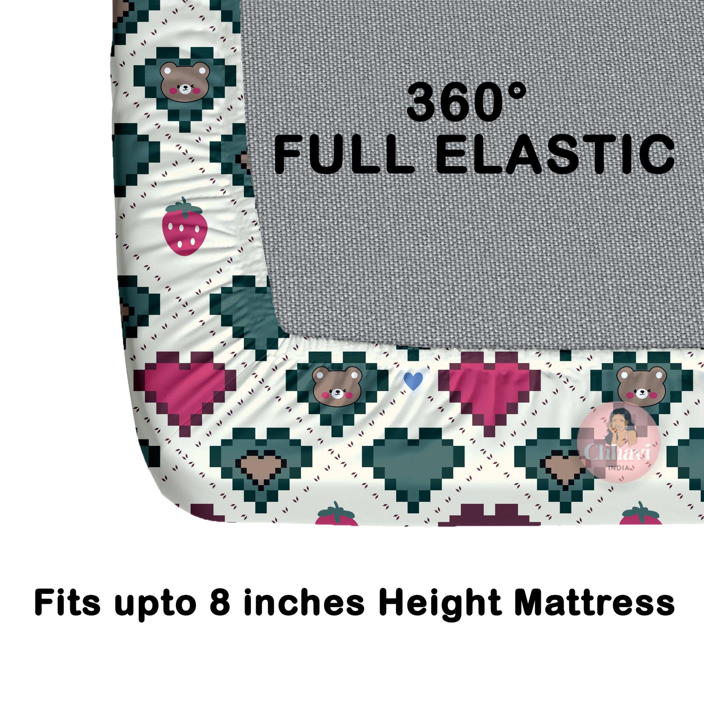 CHHAVI INDIA 210 TC Microfiber Waterproof Printed Fitted (Elastic) Bedsheet