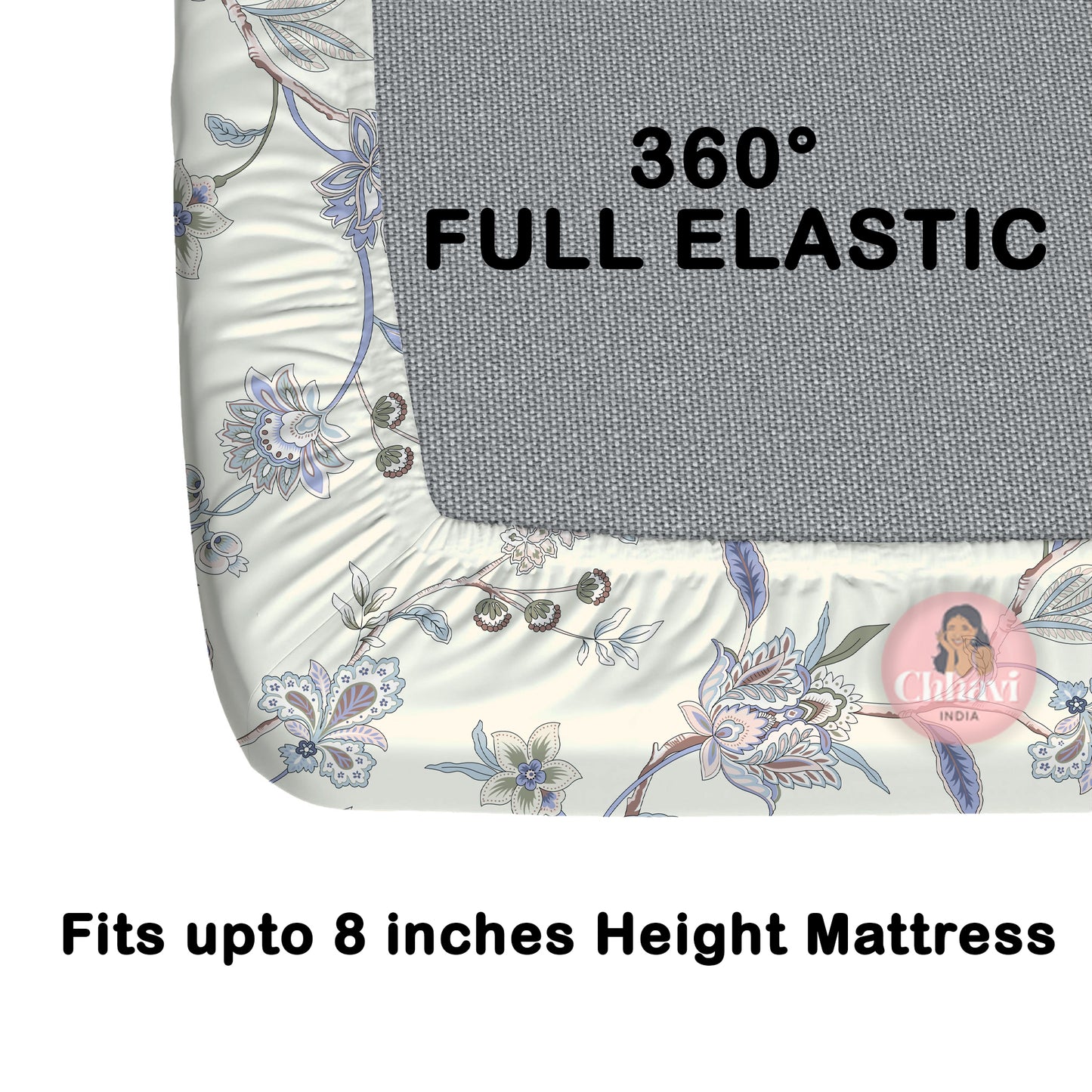 CHHAVI INDIA 210 TC Microfiber Waterproof Printed Fitted (Elastic) Bedsheet