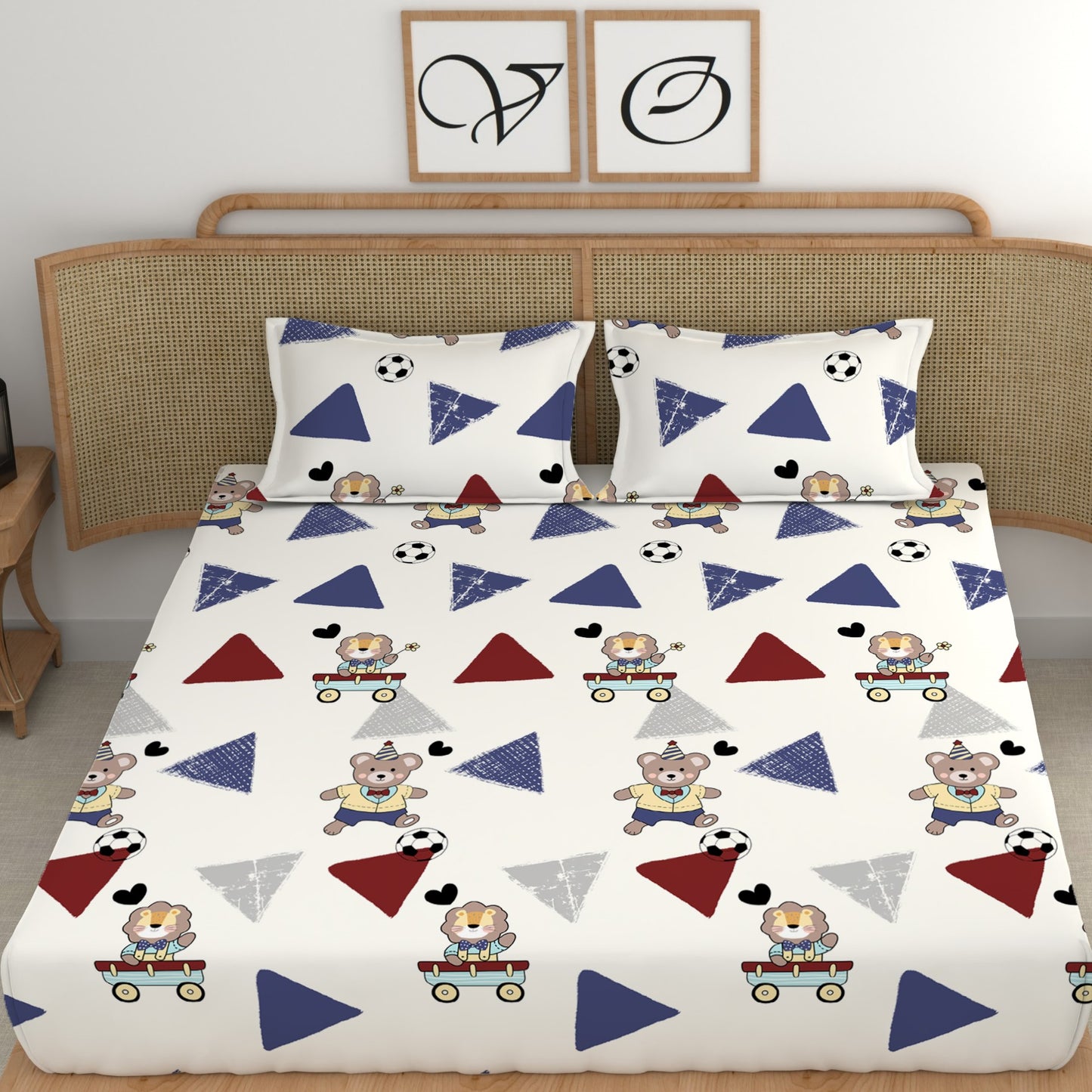 CHHAVI INDIA 210 TC Microfiber Double Fitted  Size Printed Bedsheet with pillow covers