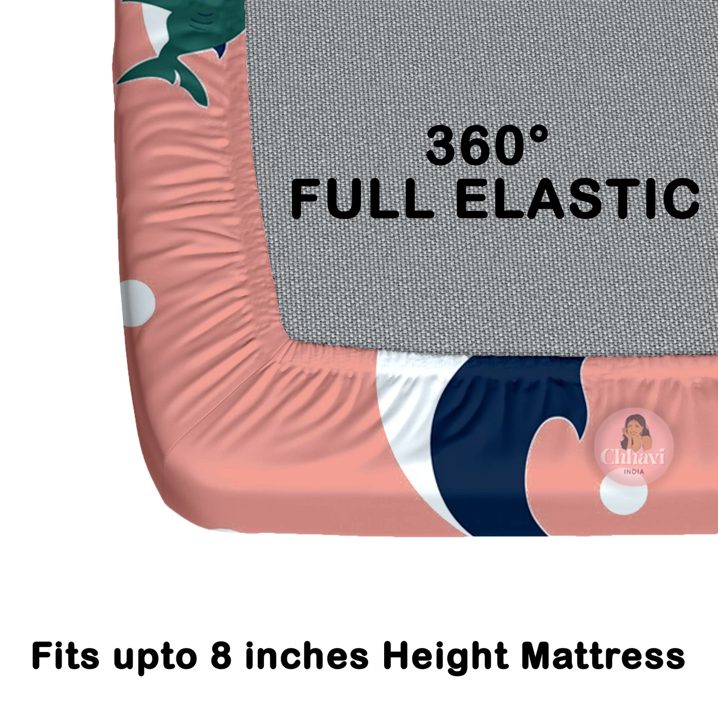 CHHAVI INDIA 210 TC Microfiber Waterproof Printed Fitted (Elastic) Bedsheet