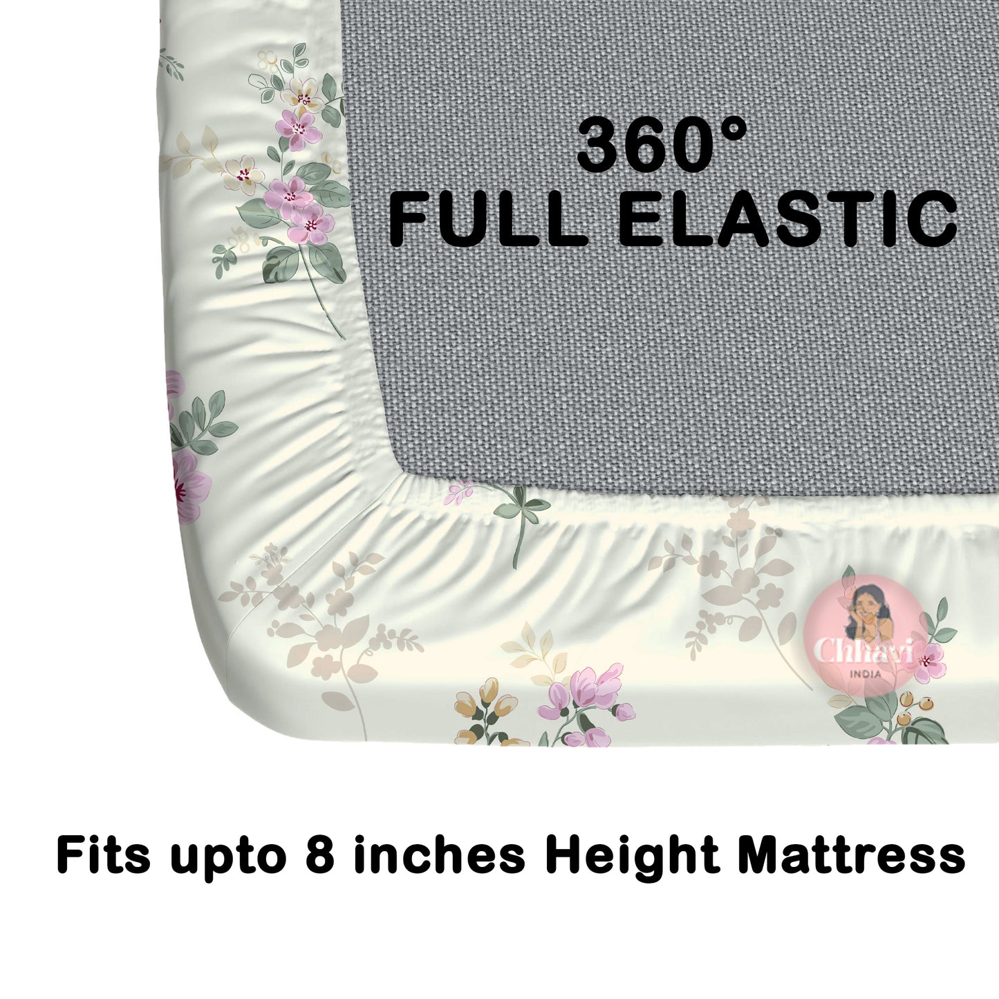 CHHAVI INDIA 210 TC Microfiber Waterproof Printed Fitted (Elastic) Bedsheet