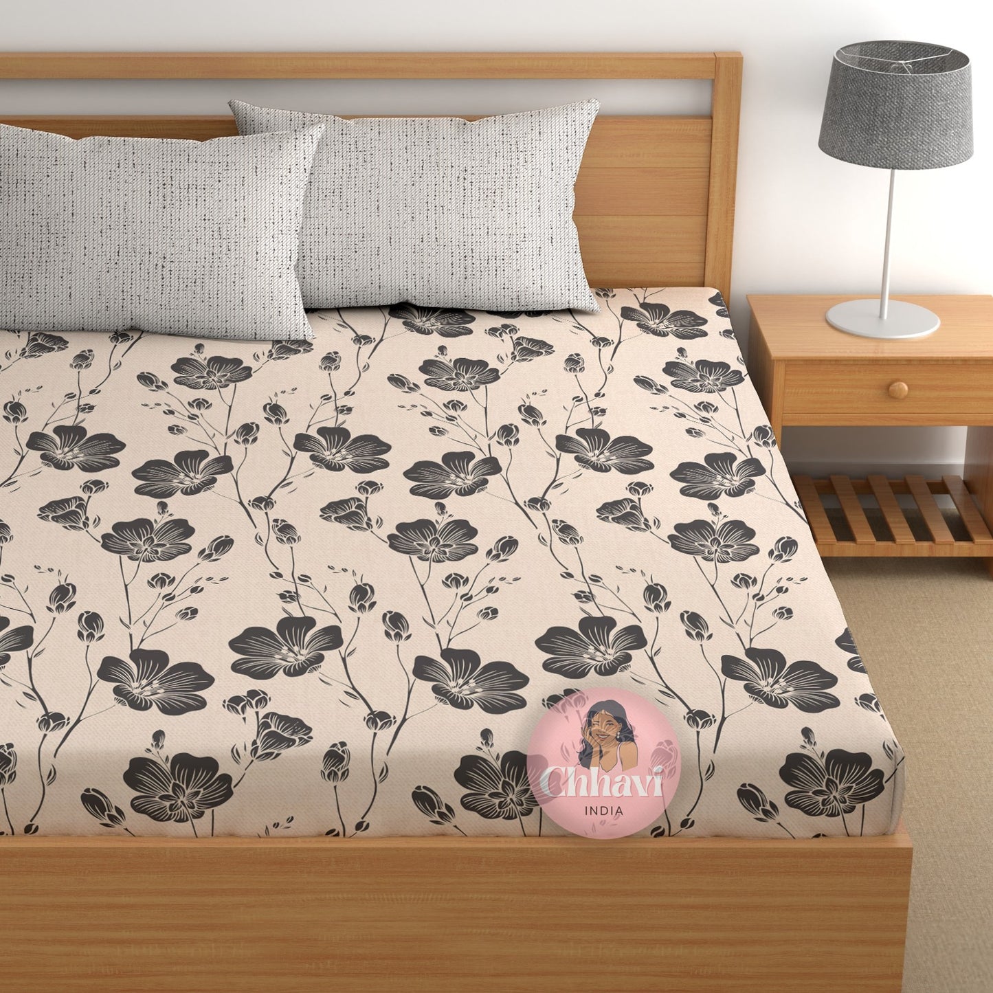 CHHAVI INDIA 210 TC Microfiber Printed King Size Bedsheet With 2 Pillow Covers