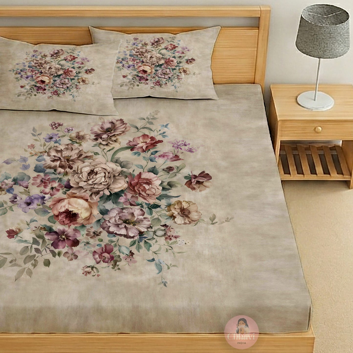 CHHAVI INDIA 210 TC Microfiber Printed King Size Bedsheet With 2 Pillow Covers