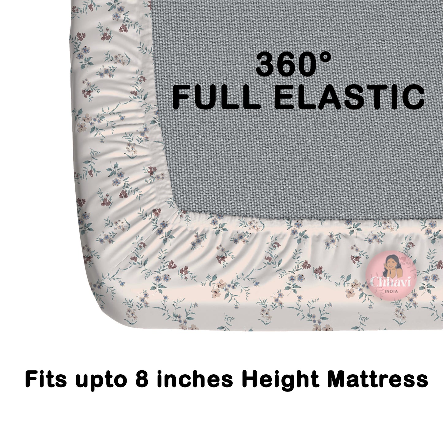 CHHAVI INDIA 210 TC Microfiber Waterproof Printed Fitted (Elastic) Bedsheet