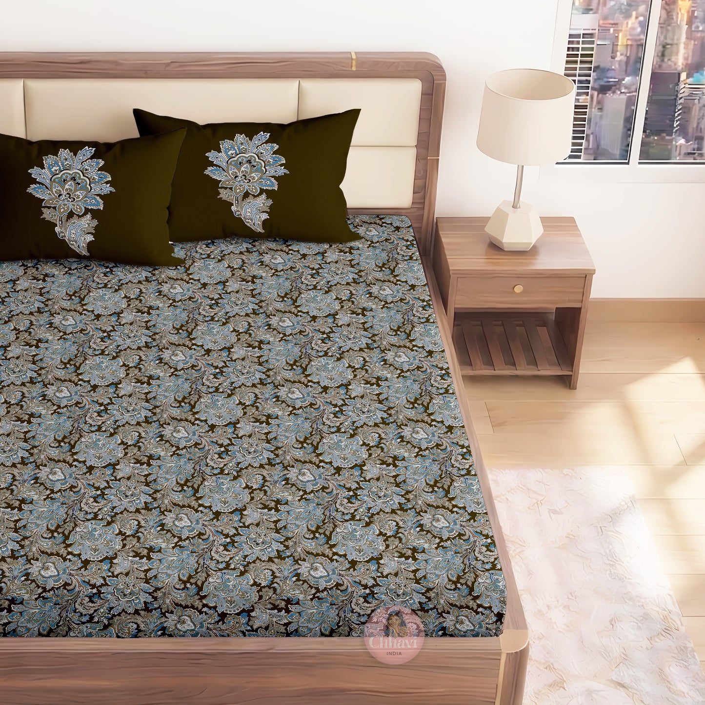 CHHAVI INDIA 210 TC Microfiber Printed King Size Bedsheet With Pillow Covers