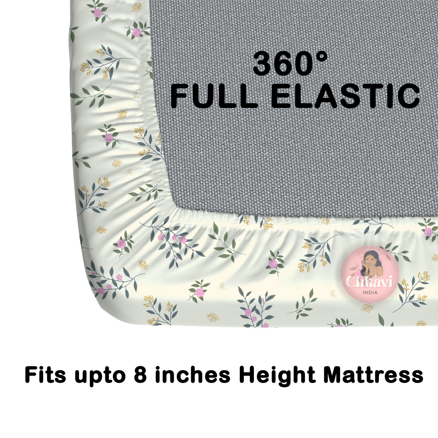 CHHAVI INDIA 210 TC Microfiber Waterproof Printed Fitted (Elastic) Bedsheet