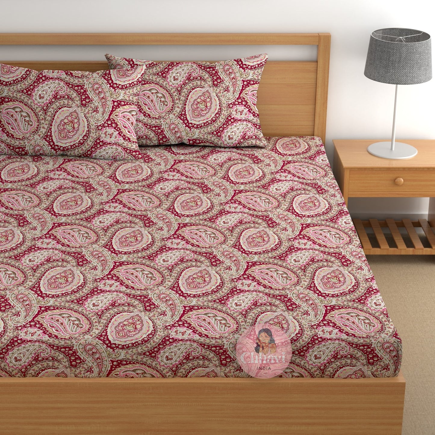 CHHAVI INDIA 210 TC Microfiber Printed King Size Bedsheet With Pillow Covers
