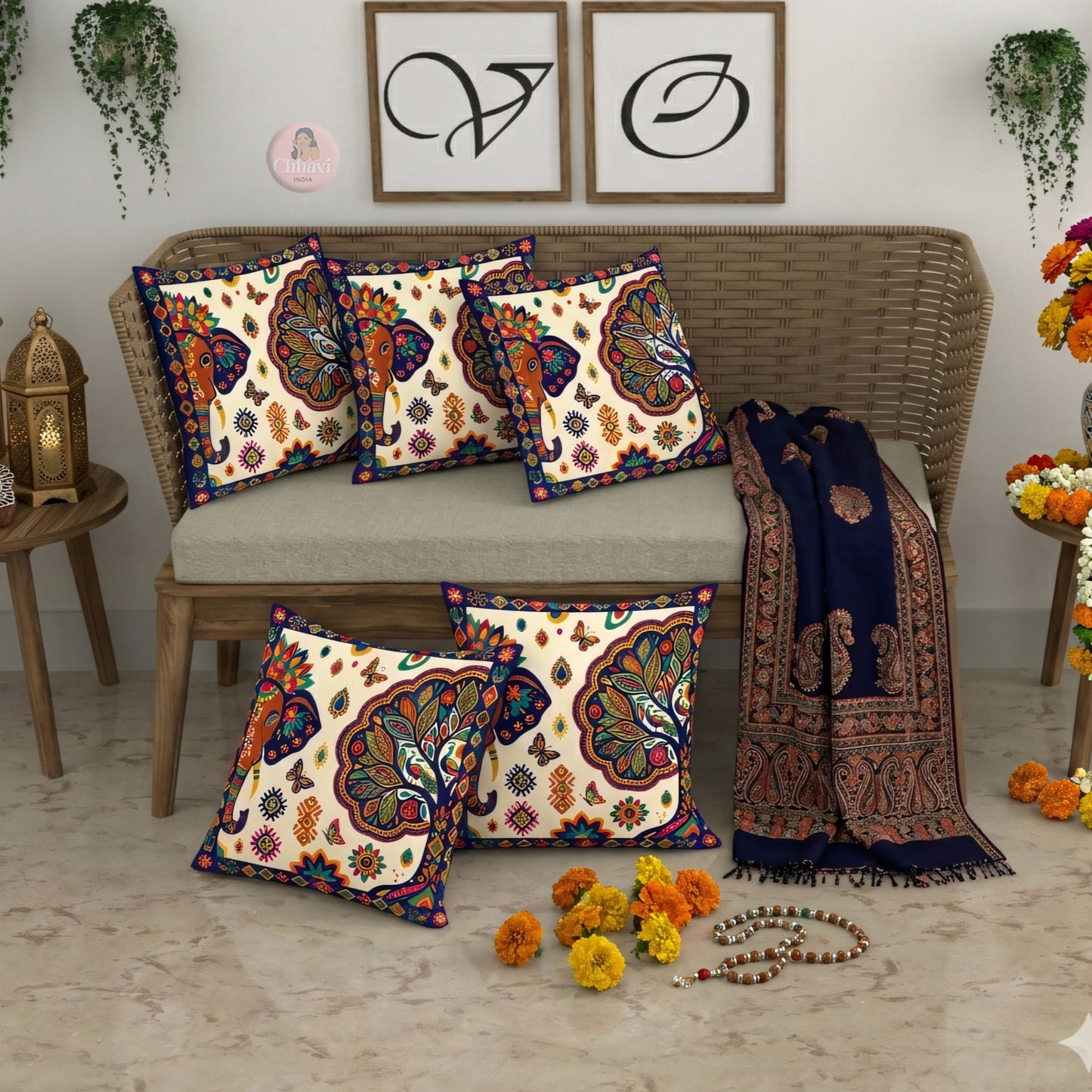 CHHAVI INDIA Microfiber Cushions Cover Pack of 5