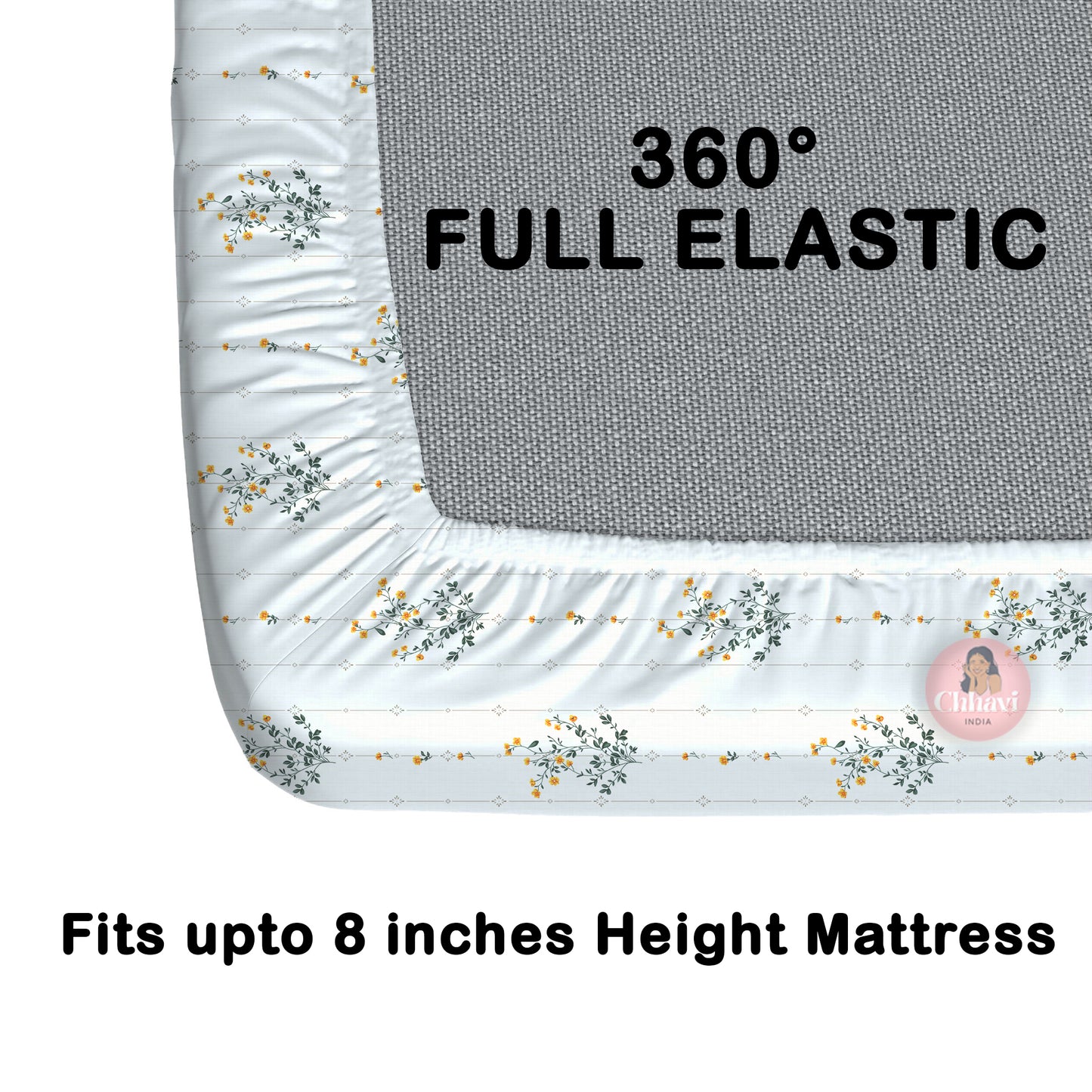 CHHAVI INDIA 210 TC Microfiber Waterproof Printed Fitted (Elastic) Bedsheet