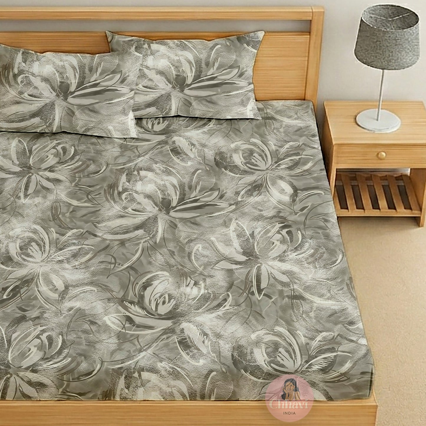 CHHAVI INDIA 210 TC Microfiber Printed King Size Bedsheet With 2 Pillow Covers