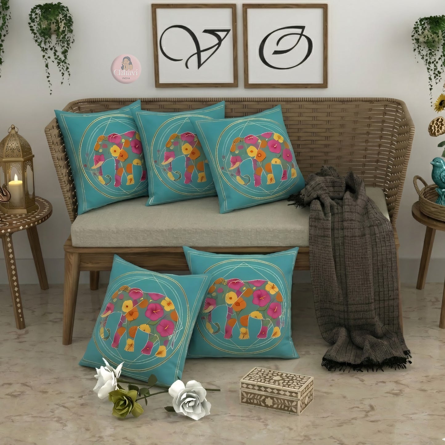 CHHAVI INDIA Microfiber Cushions Cover Pack of 5