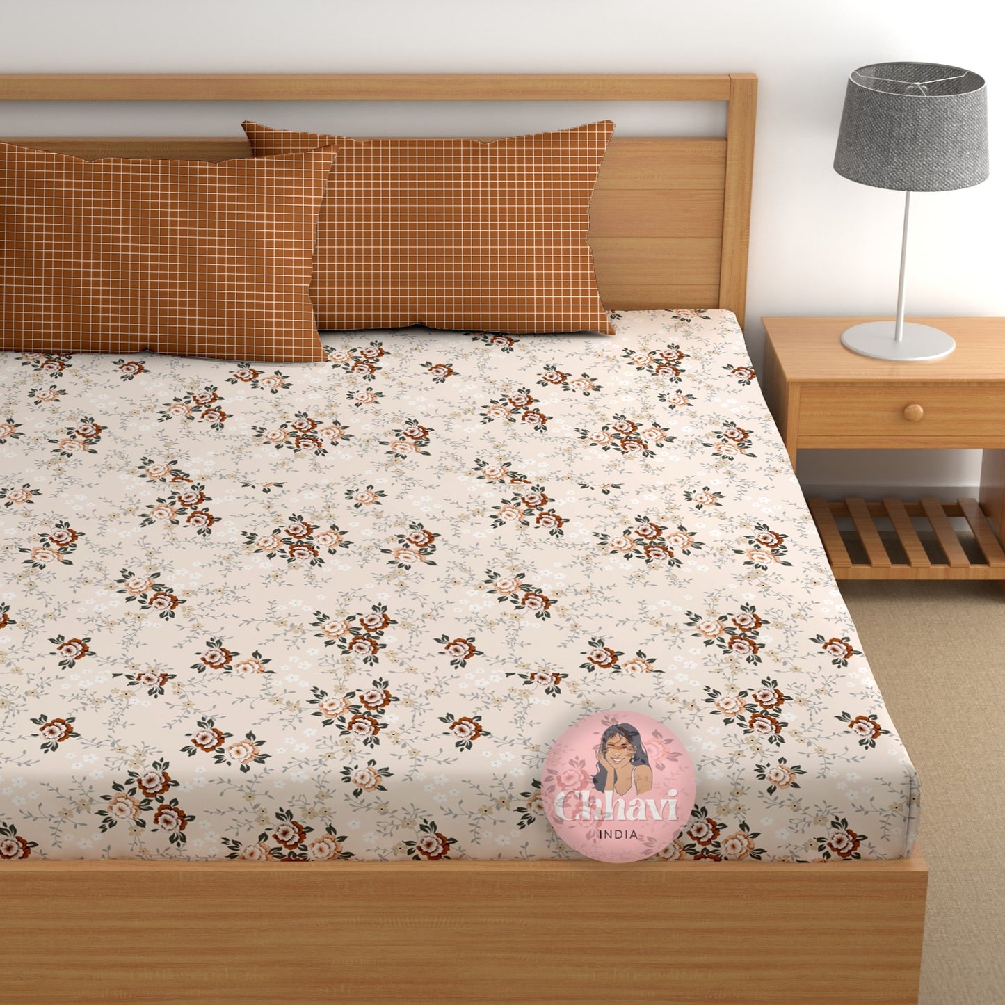 CHHAVI INDIA 210 TC Microfiber Printed King Size Bedsheet With 2 Pillow Covers