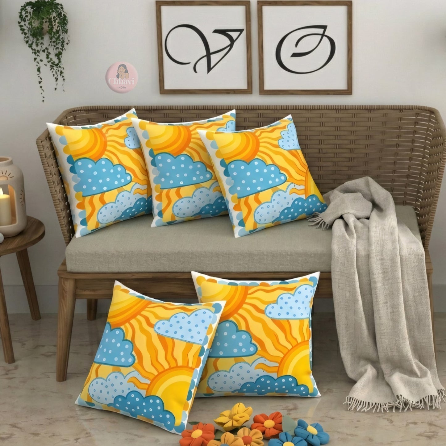 CHHAVI INDIA Microfiber Cushions Cover Pack of 5