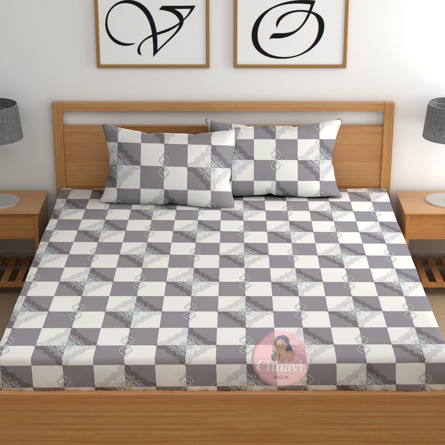 CHHAVI INDIA 210 TC Microfiber Printed King Size Bedsheet With Pillow Covers