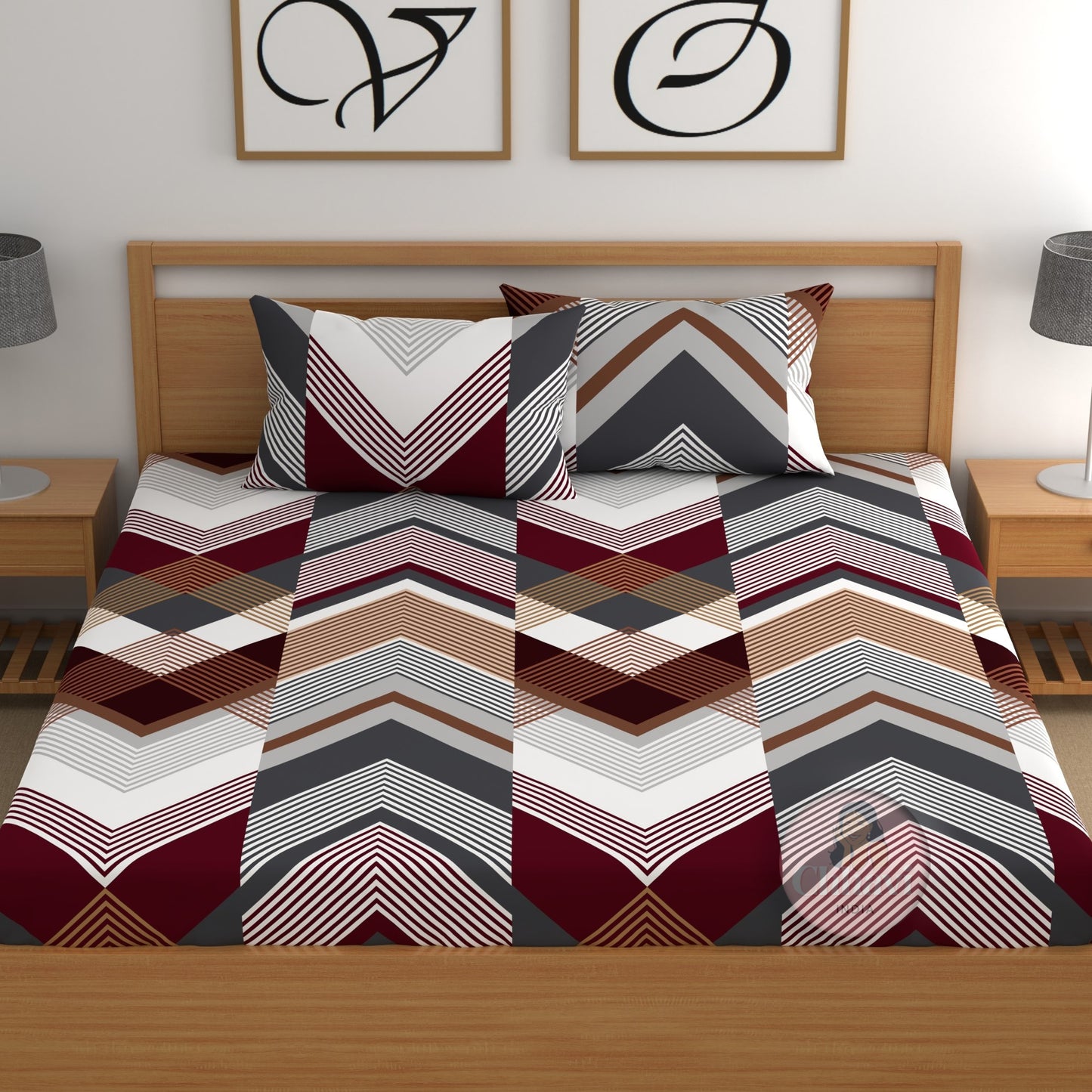 CHHAVI INDIA 210 TC Microfiber Printed Double Bedsheet With Pillow Covers