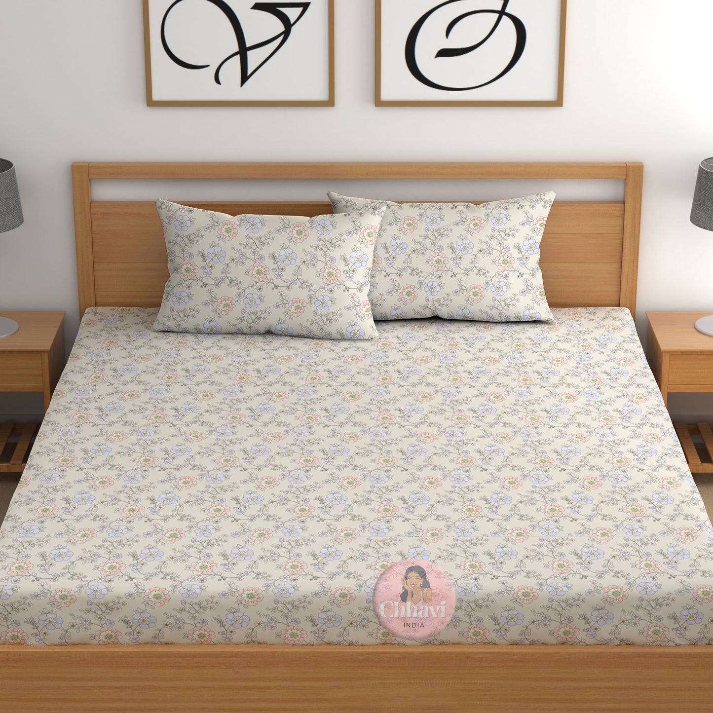 CHHAVI INDIA 210 TC Microfiber Printed King Size Bedsheet With Pillow Covers