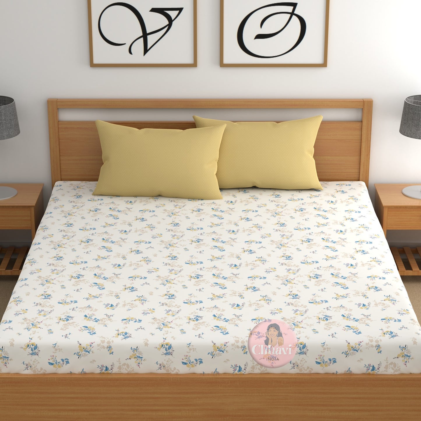 CHHAVI INDIA 210 TC Microfiber Printed Double Bedsheet With Pillow Covers