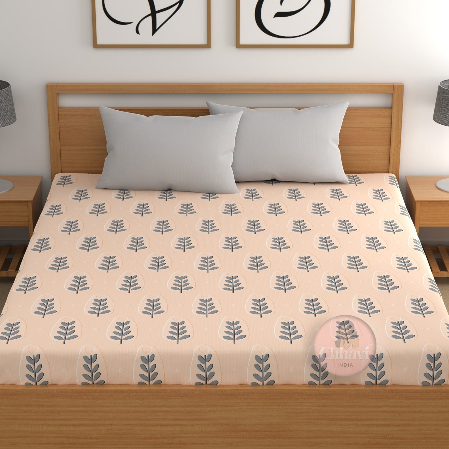 CHHAVI INDIA 210 TC Microfiber Double Fitted  Size Printed Bedsheet