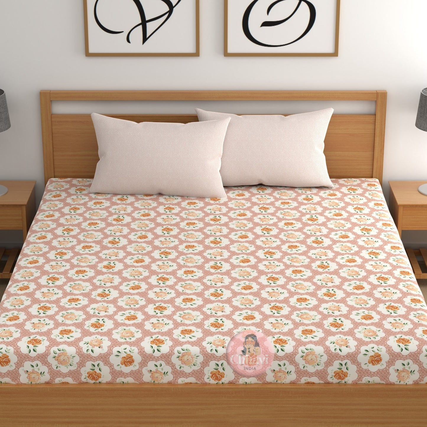 CHHAVI INDIA 210 TC Microfiber Printed King Size Bedsheet With Pillow Covers