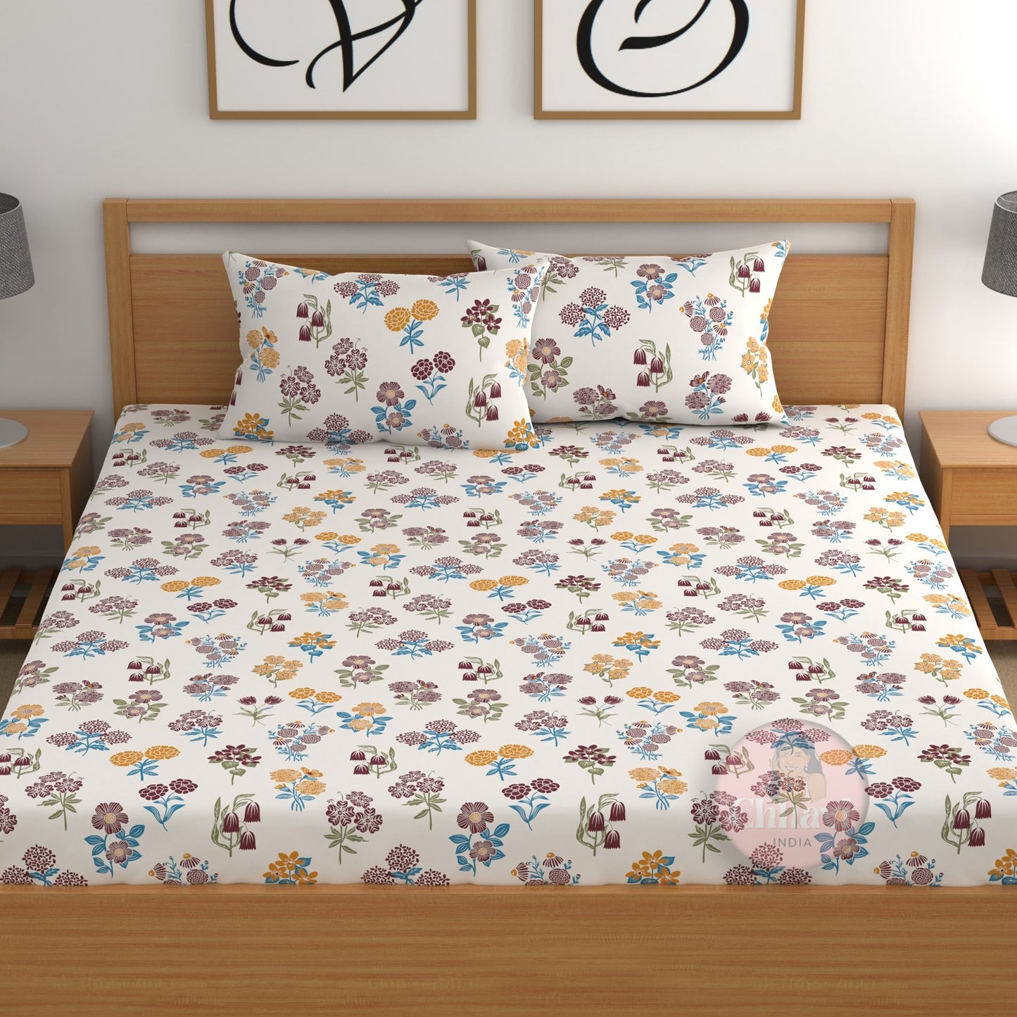 CHHAVI INDIA 210 TC Microfiber Printed Double Bedsheet With 2 Pillow Covers