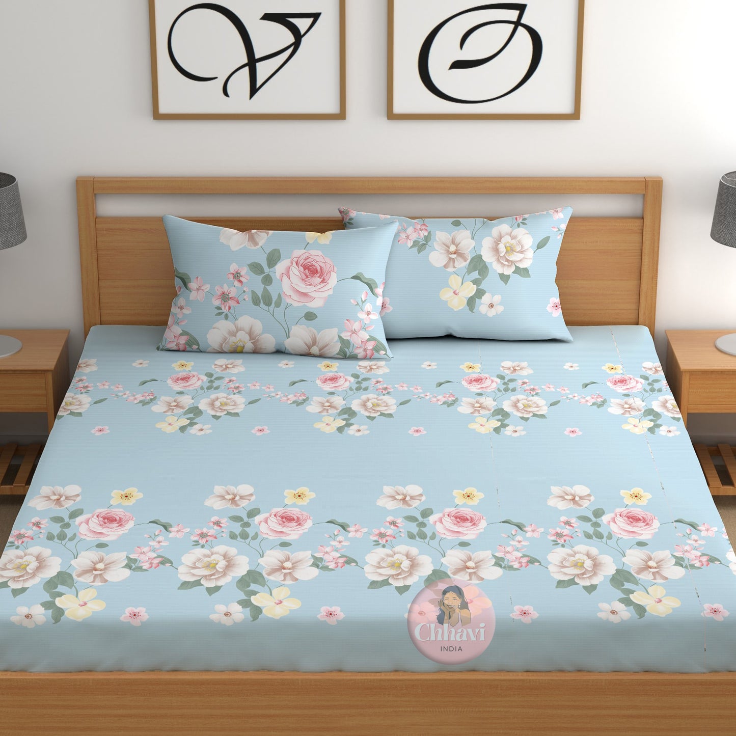CHHAVI INDIA 210 TC Microfiber Printed Double Bedsheet With 2 Pillow Covers