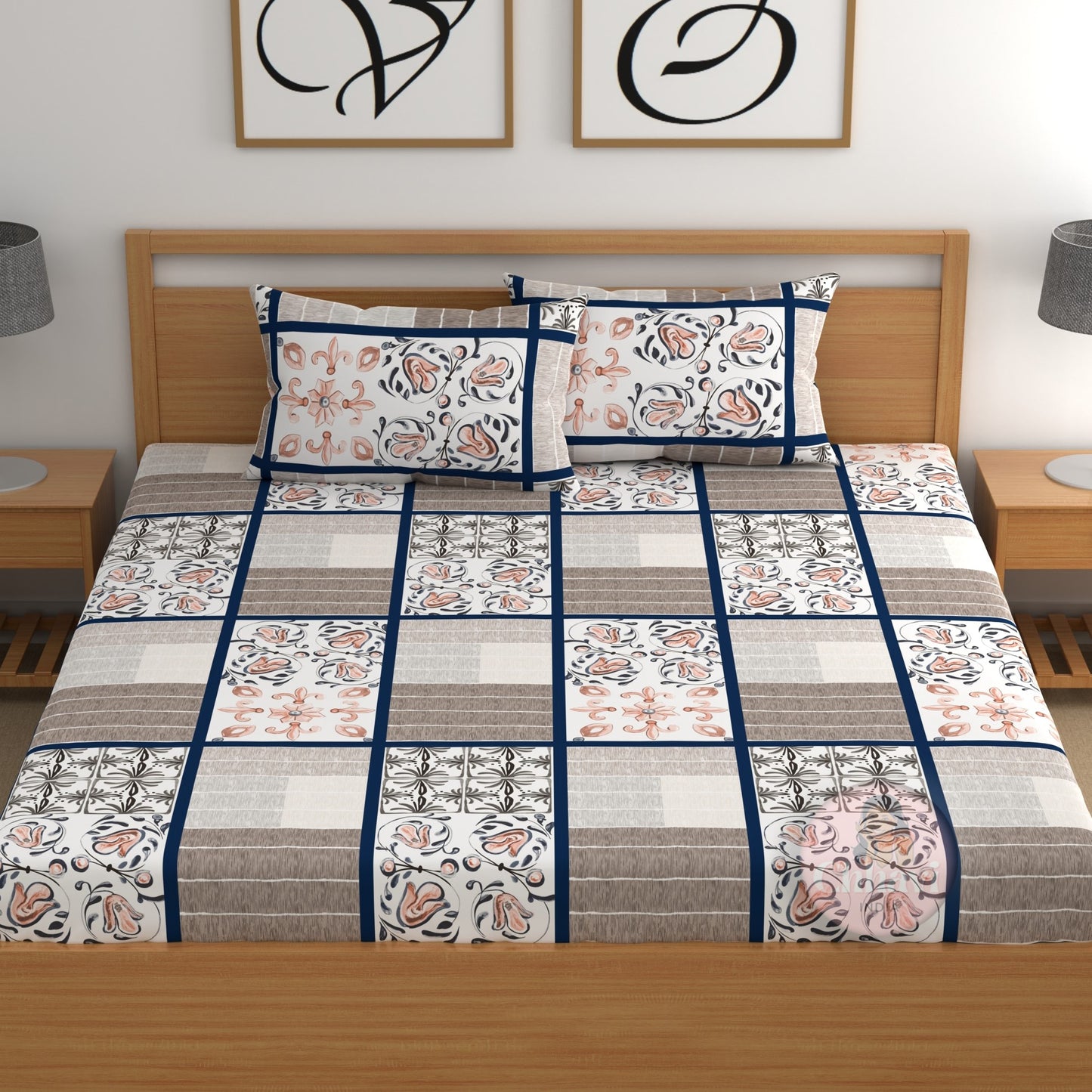 CHHAVI INDIA 210 TC Microfiber Double Fitted  Size Printed Bedsheet