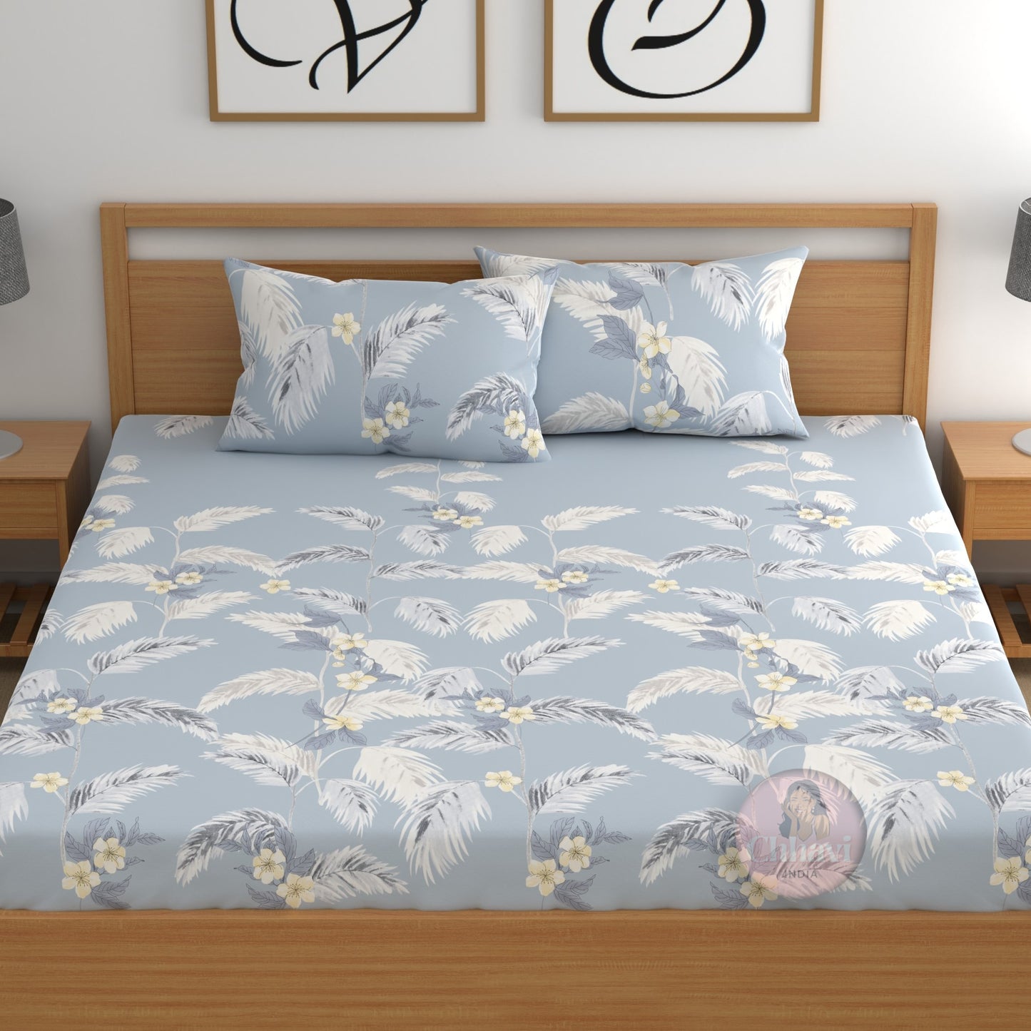 CHHAVI INDIA 210 TC Microfiber Fitted Double Size Printed Bedsheet With 2 Pillow covers