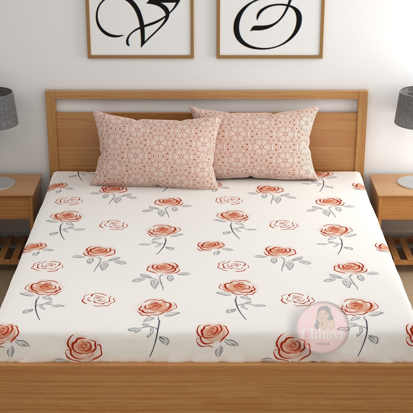CHHAVI INDIA 210 TC Microfiber Printed King Size Bedsheet With Pillow Covers