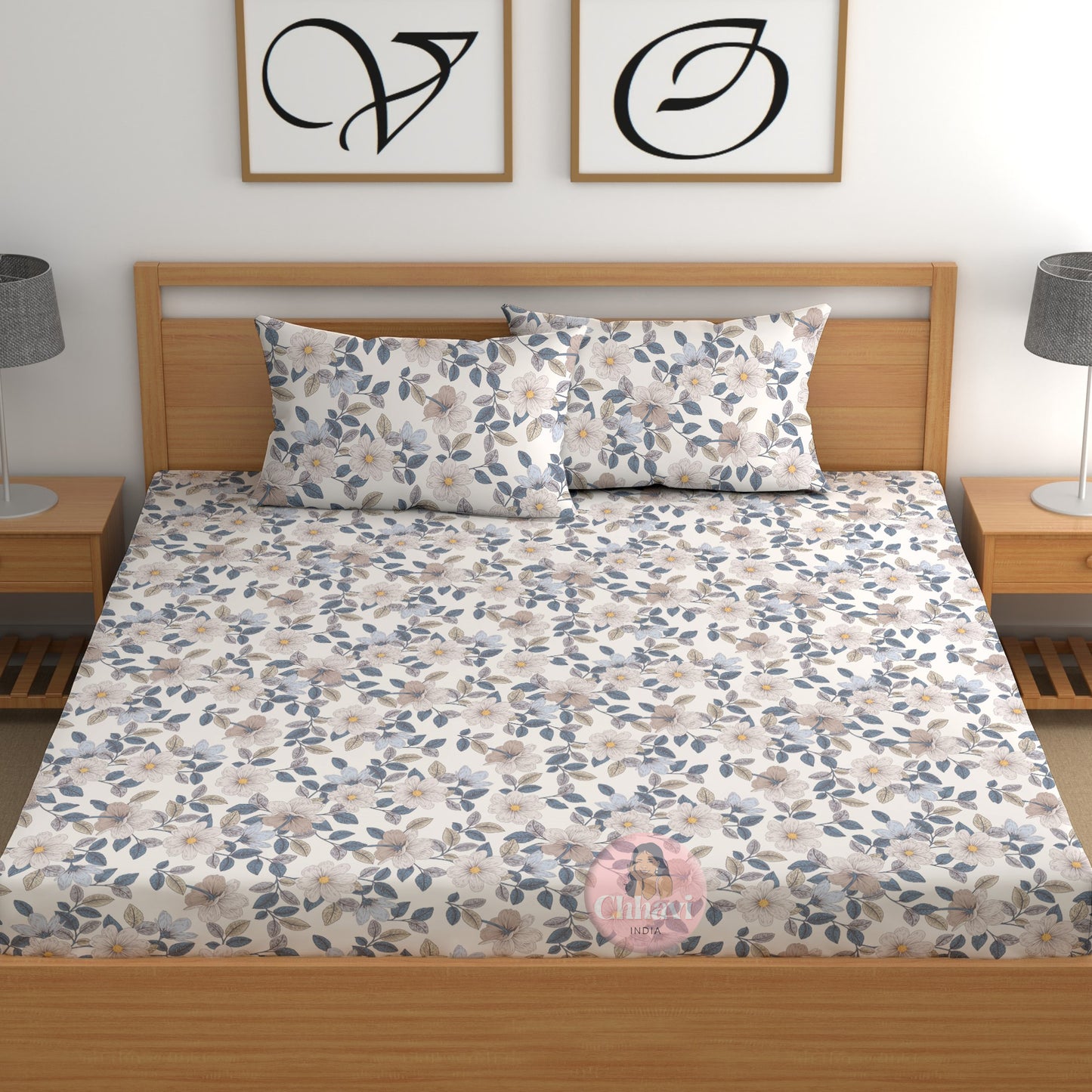 CHHAVI INDIA 210 TC Microfiber Printed Double Bedsheet With 2 Pillow Covers