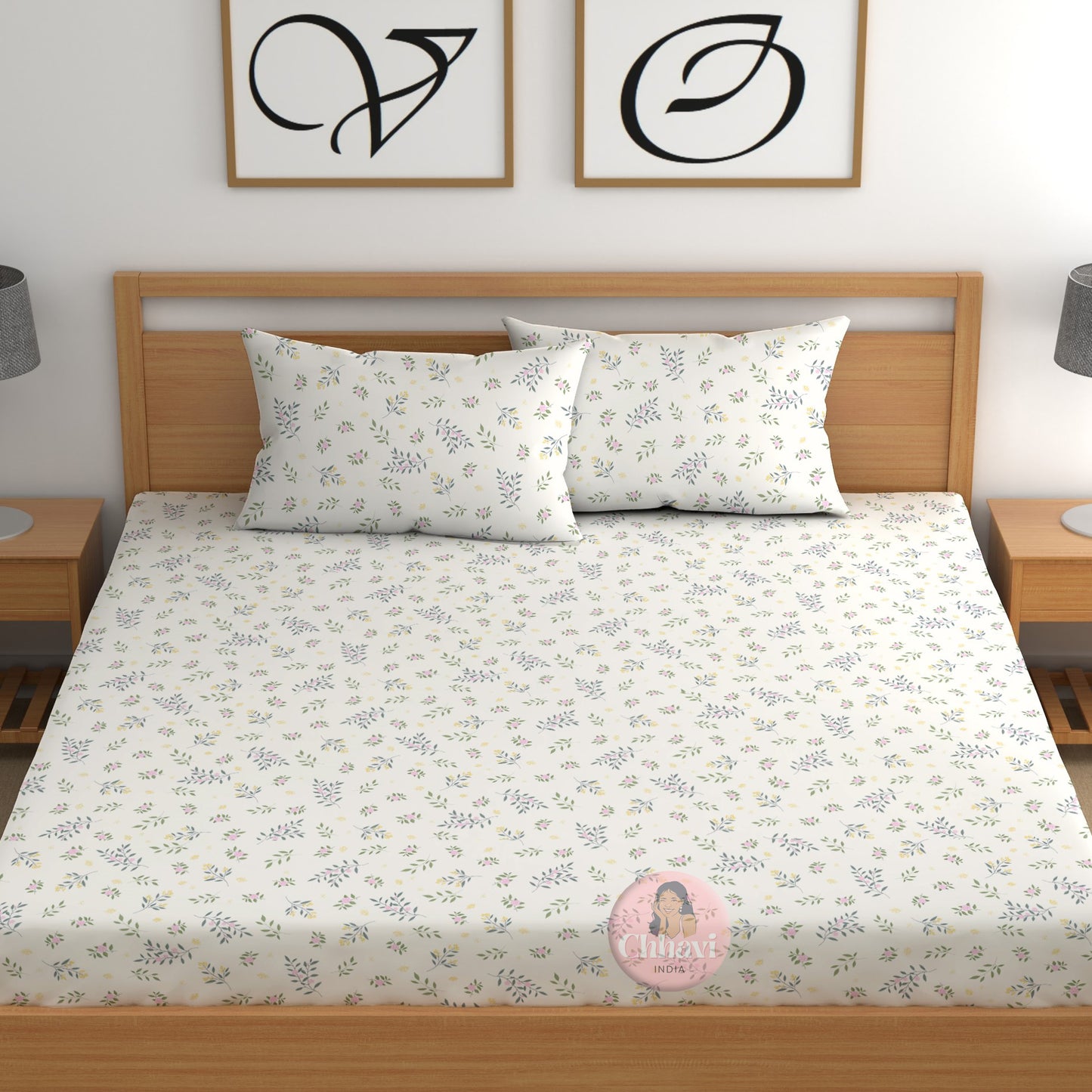 CHHAVI INDIA 210 TC Microfiber Printed King Size Bedsheet With Pillow Covers