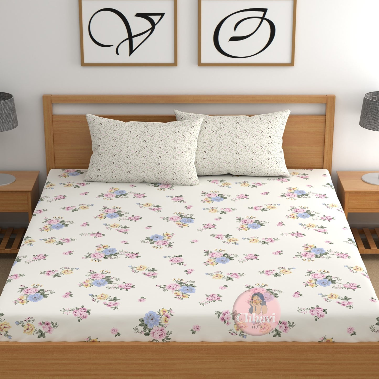 CHHAVI INDIA 210 TC Microfiber Printed Double Bedsheet With Pillow Covers