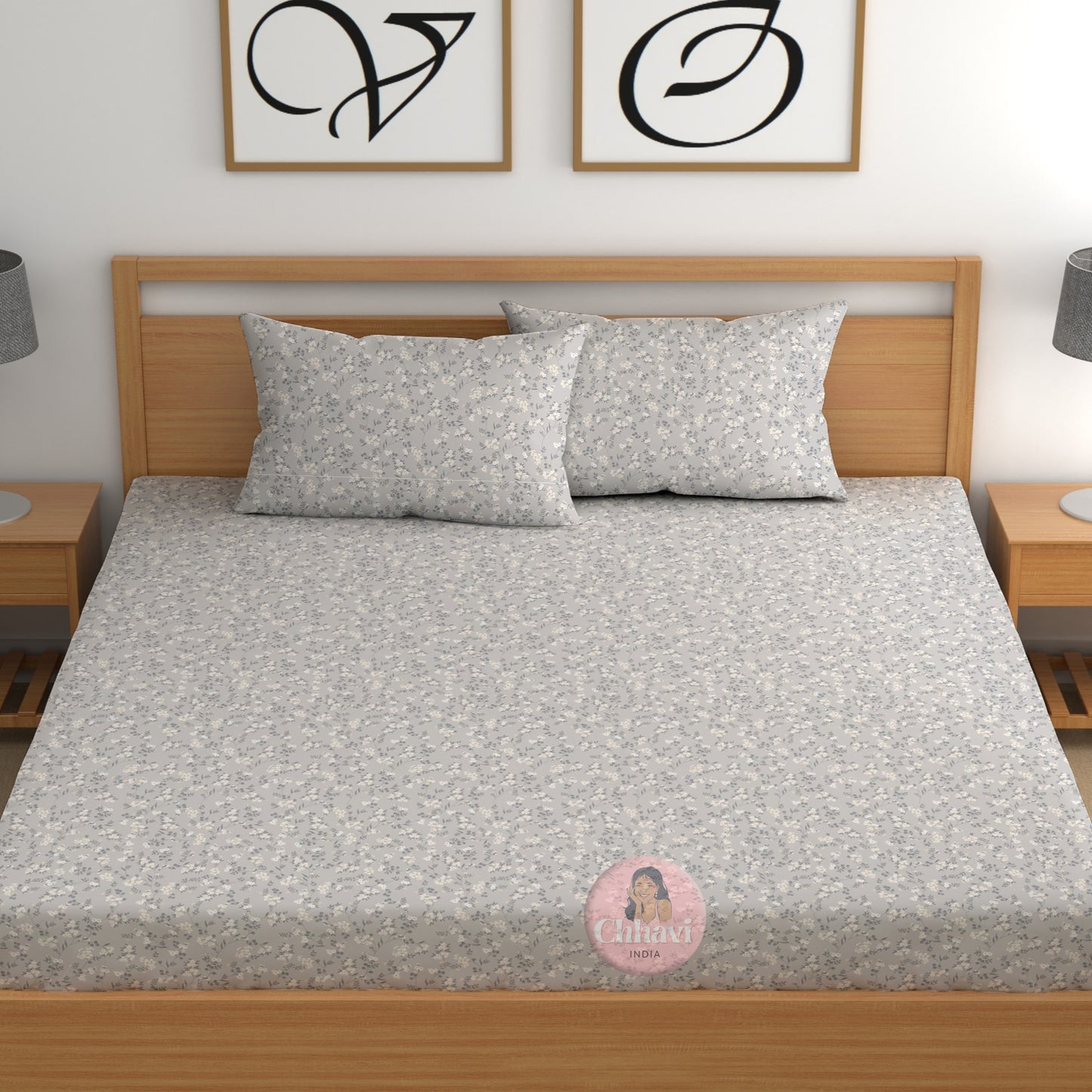 CHHAVI INDIA 210 TC Microfiber Printed King Size Bedsheet With Pillow Covers