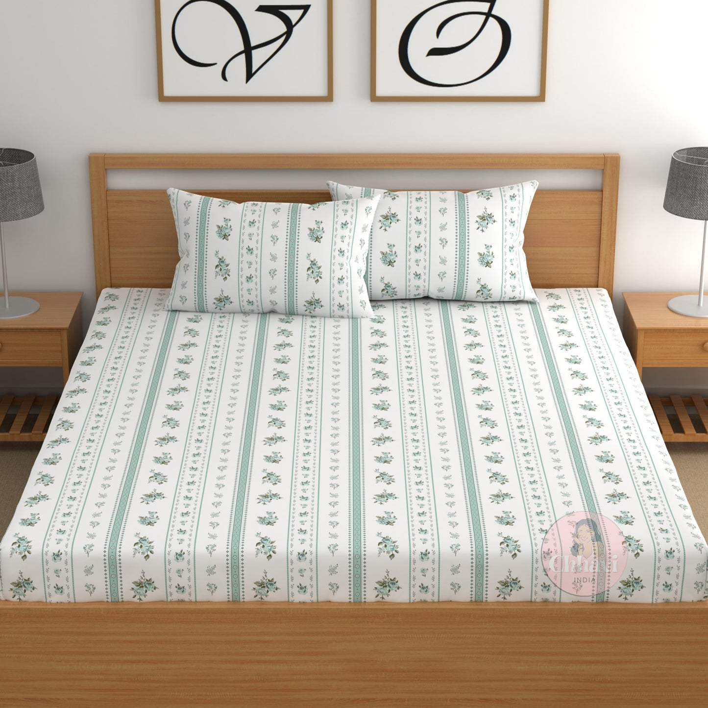 CHHAVI INDIA 210 TC Microfiber Printed Double Bedsheet With Pillow Covers