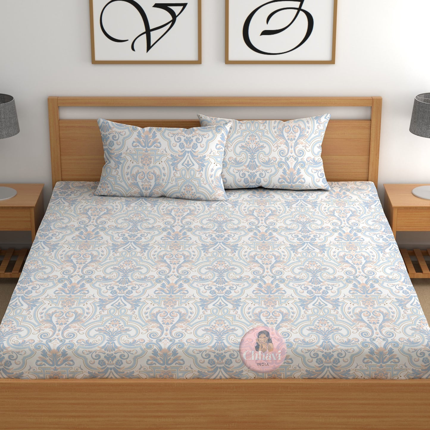CHHAVI INDIA 210 TC Microfiber Printed Double Bedsheet With 2 Pillow Covers