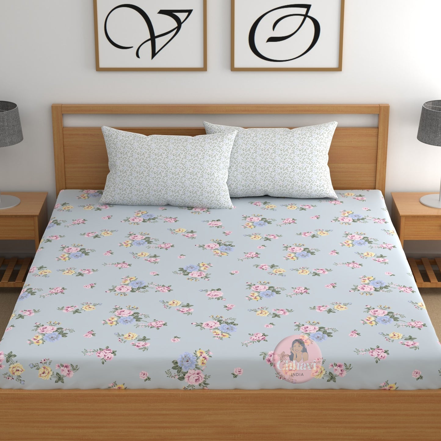 CHHAVI INDIA 210 TC Microfiber Printed Double Bedsheet With Pillow Covers