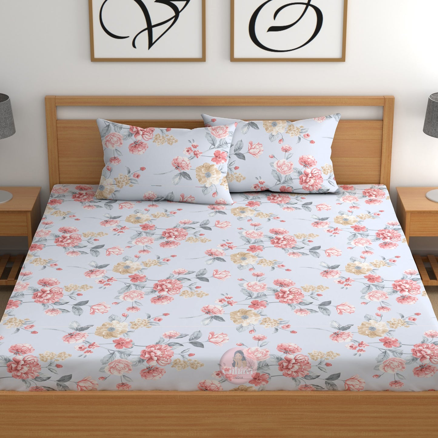 CHHAVI INDIA 210 TC Microfiber Printed King Size Bedsheet With Pillow Covers