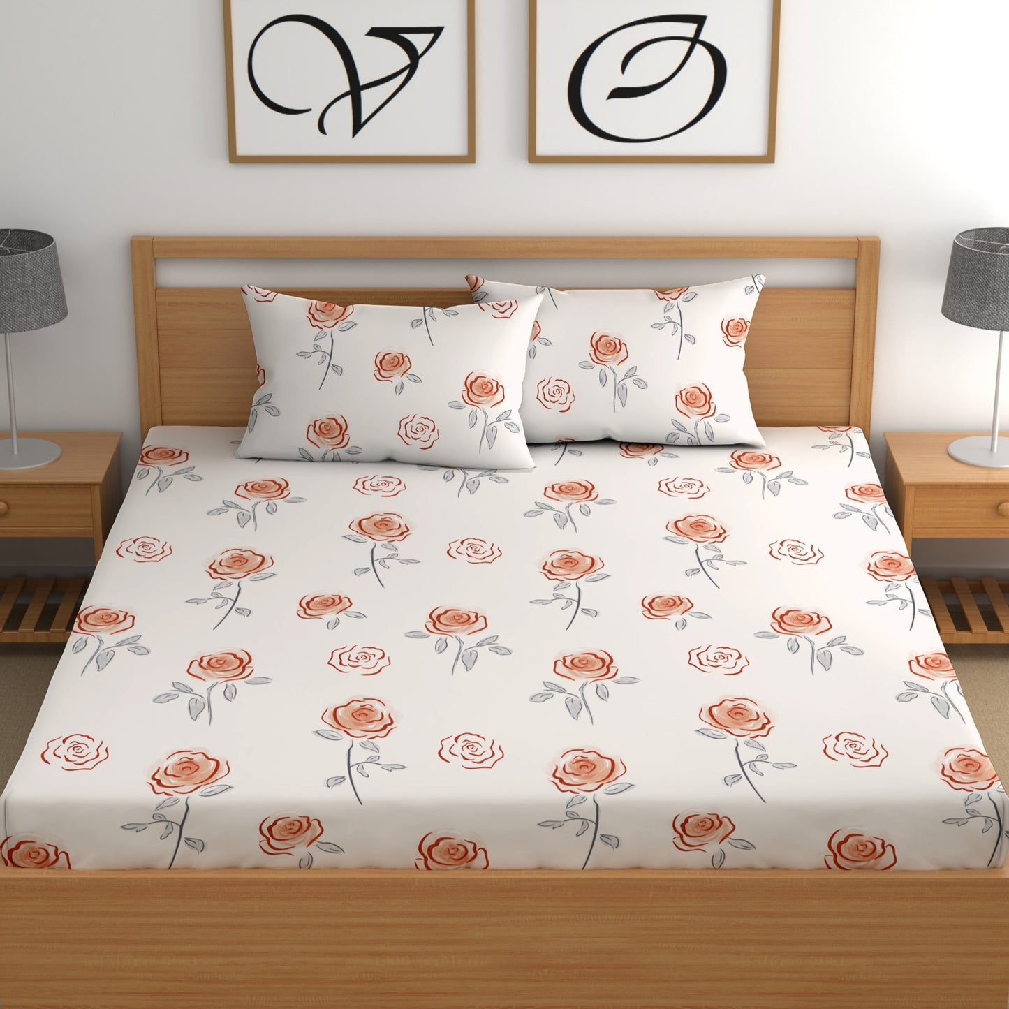 CHHAVI INDIA 210 TC Microfiber Printed Double Bedsheet With Pillow Covers