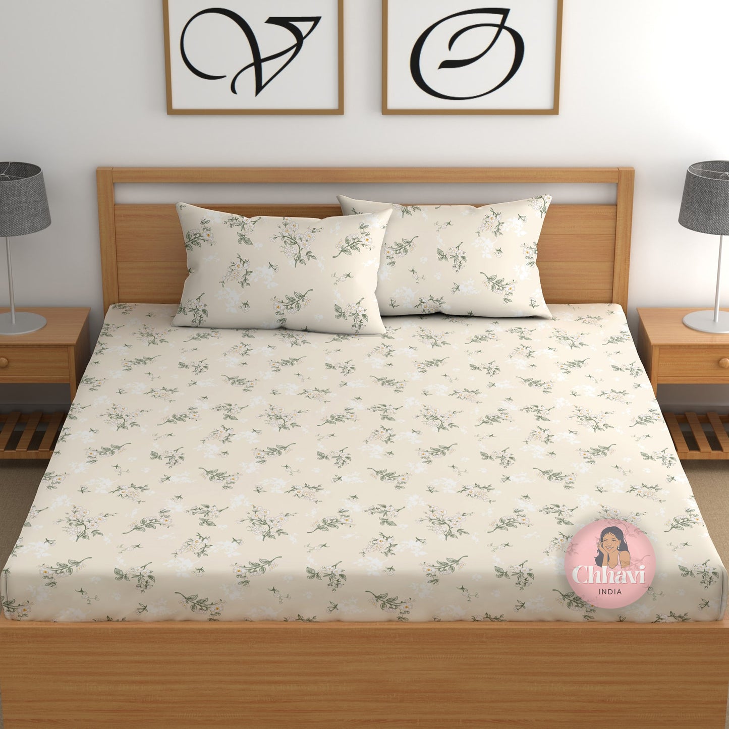 CHHAVI INDIA 210 TC Microfiber Printed Double Bedsheet With 2 Pillow Covers