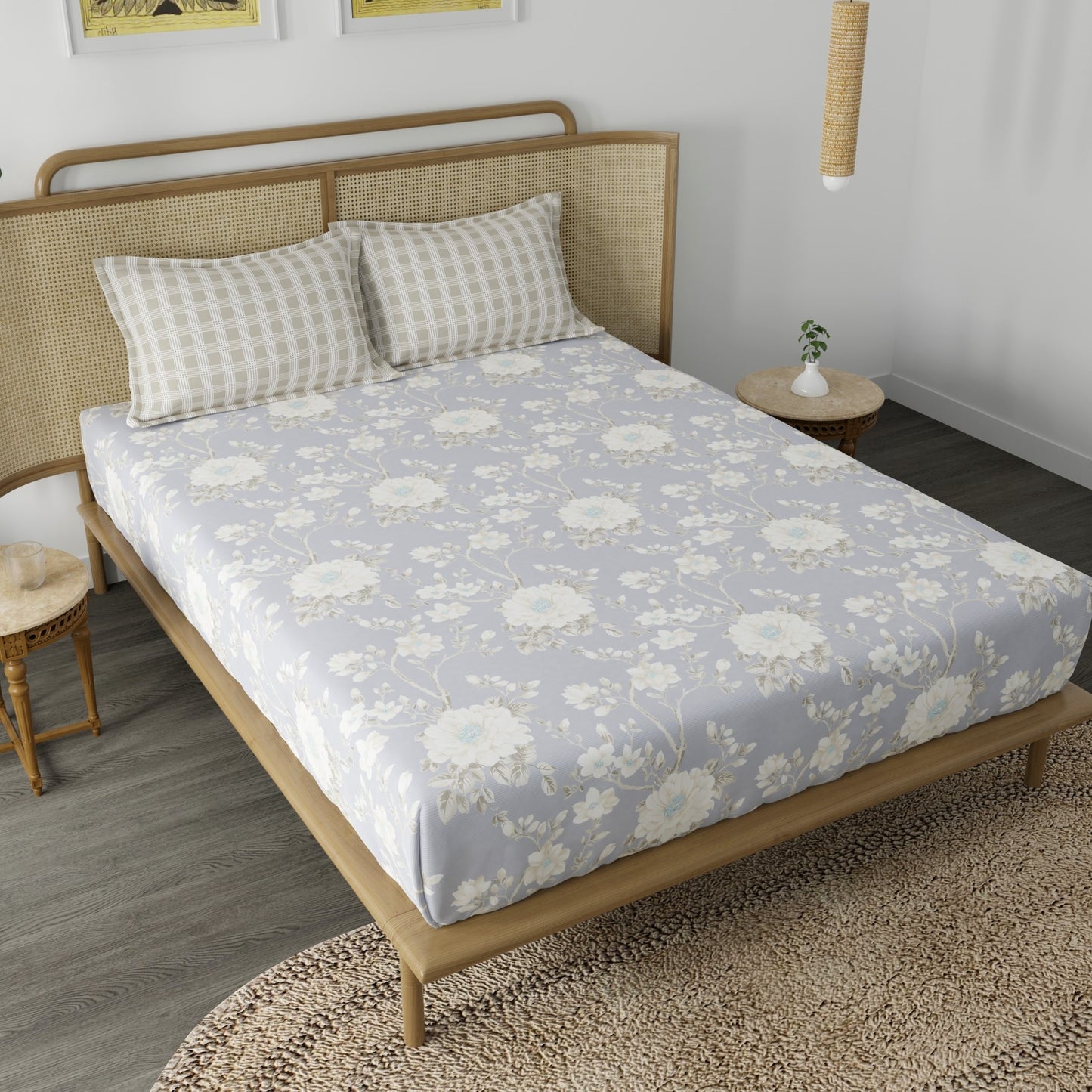 CHHAVI INDIA 210 TC Microfiber Printed King Size Bedsheet With Pillow Covers