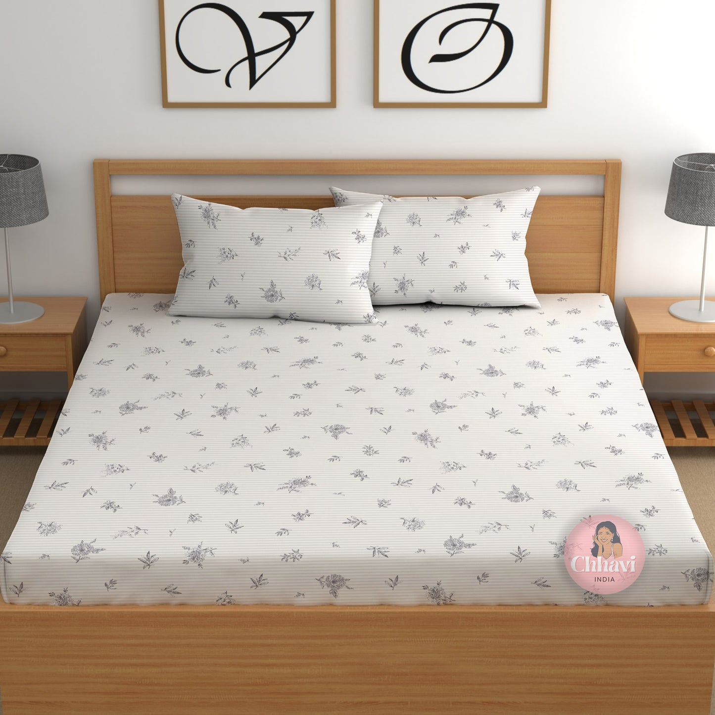 CHHAVI INDIA 210 TC Microfiber Printed Double Bedsheet With 2 Pillow Covers